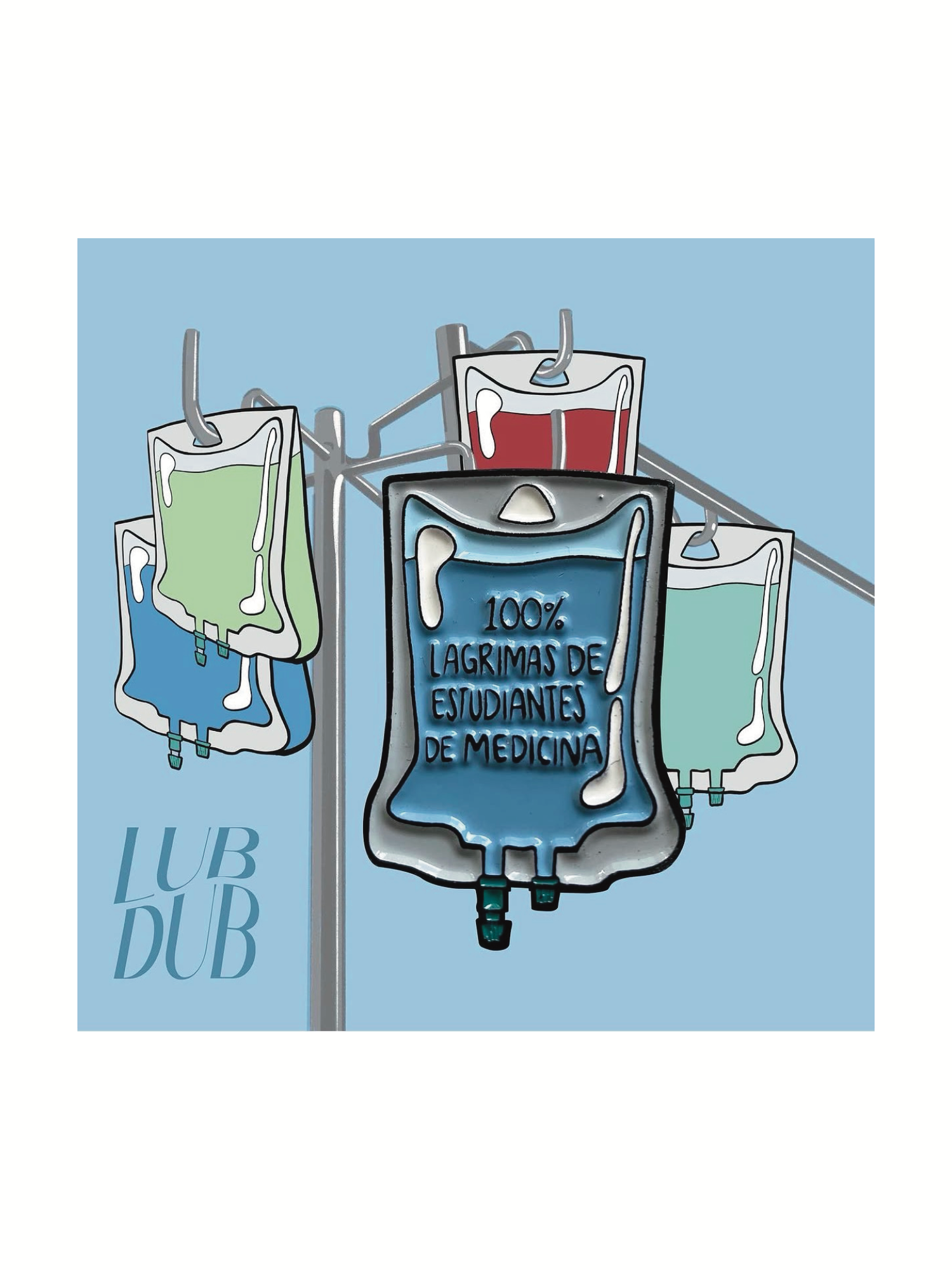 Pin metálico suero " 100% LAGRIMAS DE ESTUDIANTES DE MEDICINA"